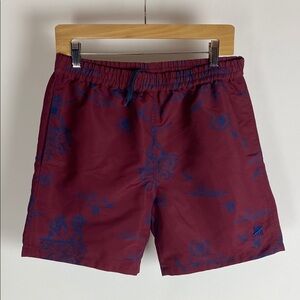 Undefeated Shorts Polyester Poplin Drawstring Shorts Red AOP Print Size M